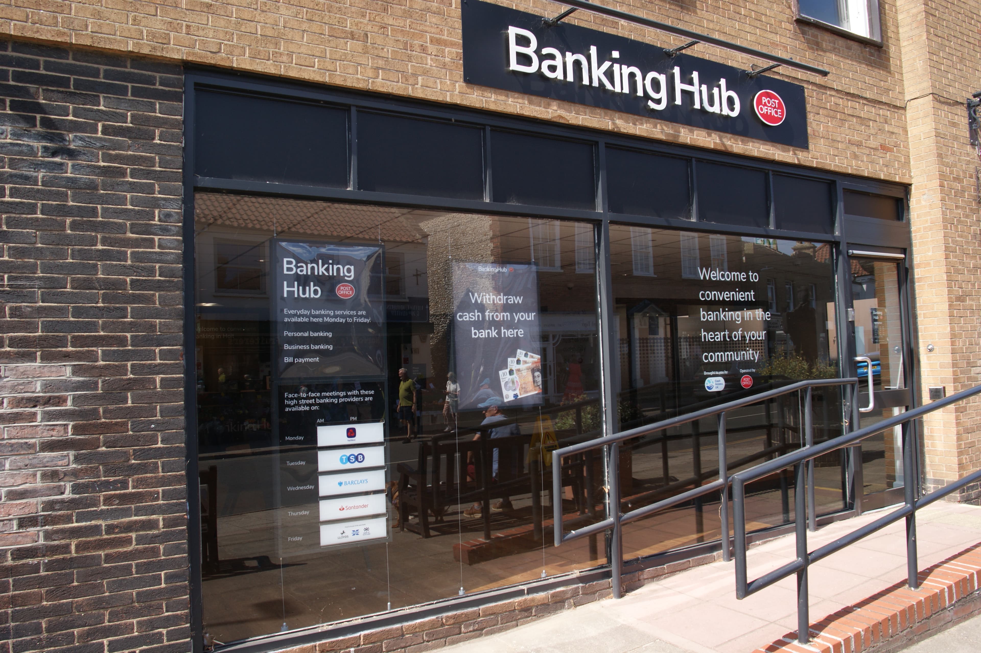 Holt Banking Hub storefront on the High Street